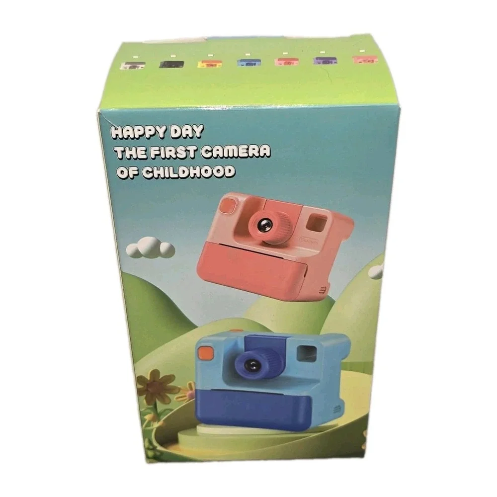 Kids Instant Print Camera Black Open Box Digital Camera w/ Paper Pens Strap New